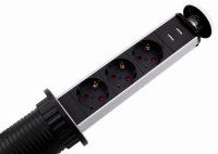 Tisch-Einbausteckdose McPower SK-03S 3x Steckdose, 2x USB, 2m Kabel