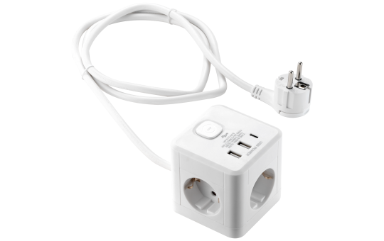 Tischsteckdose, 3 x Steckdose, 2 x USB-A, 1 x USB-C, PD20W