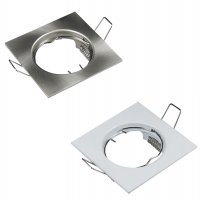 Quadratische Einbaufassung / 230Volt / Ohne Leuchtmittel / Gu10 Fassung / Weiß / Silber