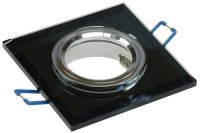 Glas Decken Einbaustrahler "Crystal Q90" / 230V / Starr / 90x90mm / für 50mm Leuchtmittel / Schwarz