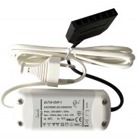 Elektronischer LED Transformator / Treiber / 15W / inkl. Zuleitung und 6-fach Verteiler für Mini AMP Stecker